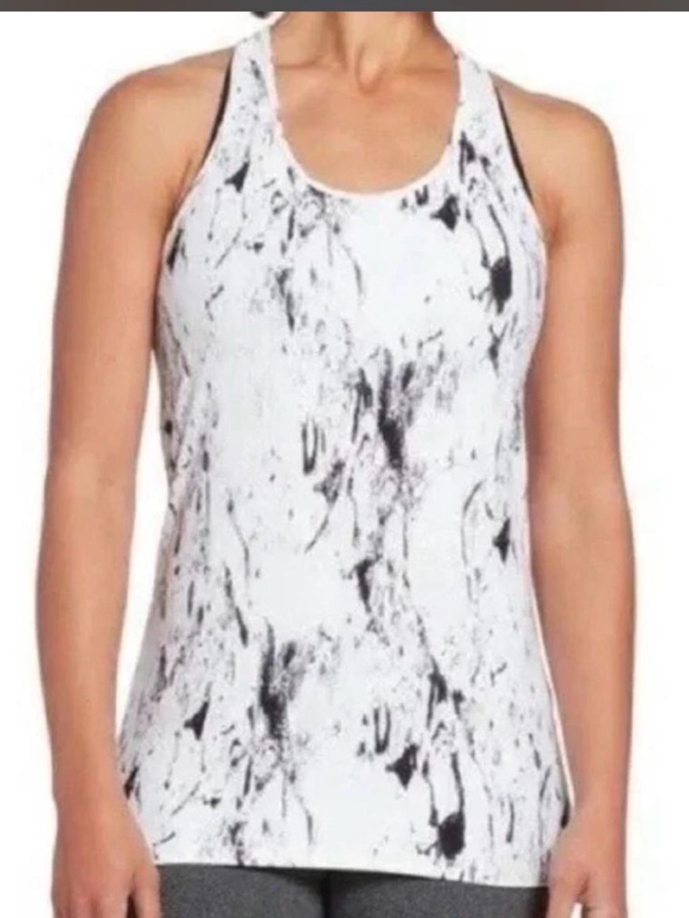CALIA by Carrie Underwood White and Black Marble Racerback Tank Size XS